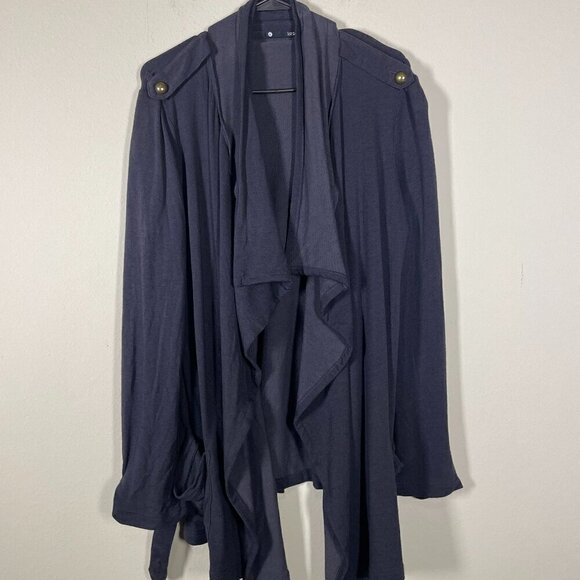 krista Women's (Revolve) Black Waterfall Open Cardigan L Button Shoulder Modal! - Picture 1 of 6
